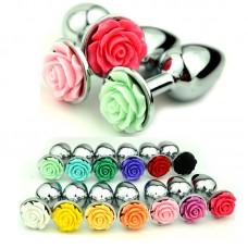 M Size Rose Colorful Metal Anal Butt Plug 